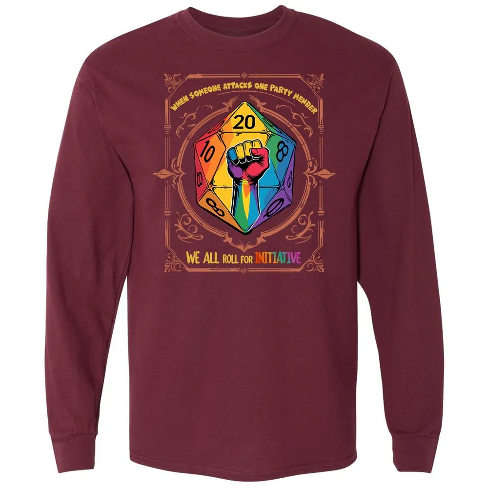 Roll For Initiative Long Sleeve T-Shirt - Maroon - 11