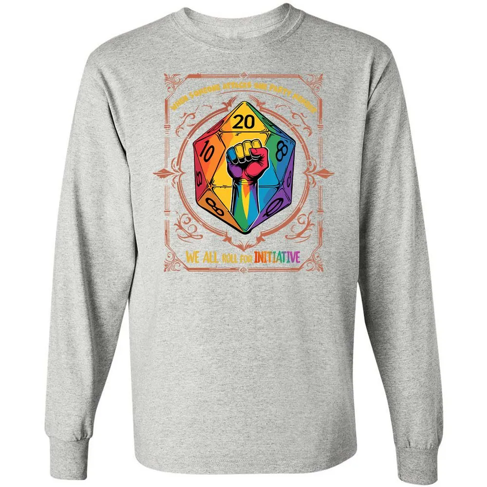 Roll For Initiative Long Sleeve T-Shirt - Ash - 7