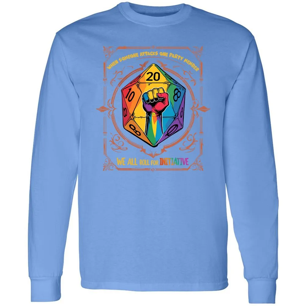 Roll For Initiative Long Sleeve T-Shirt - Carolina Blue - 12