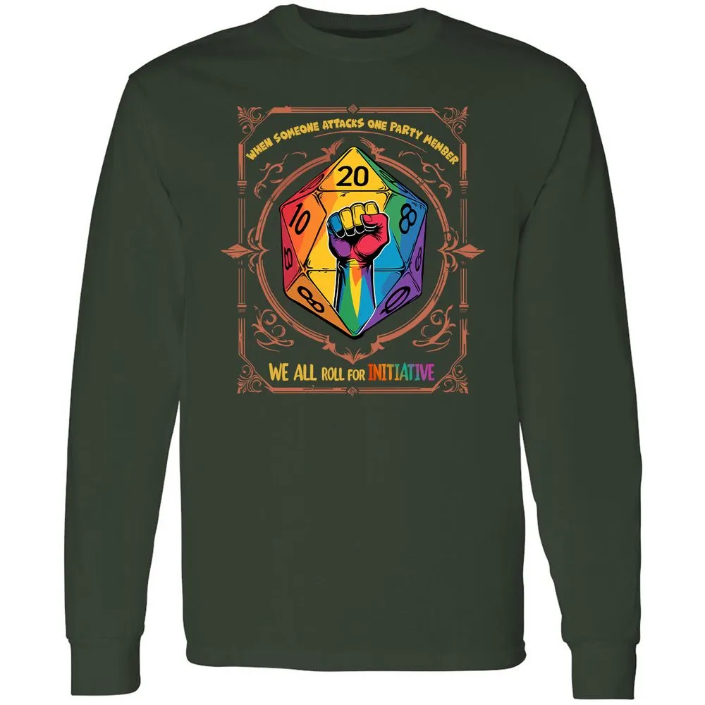 Roll For Initiative Long Sleeve T-Shirt - Forest Green - 4