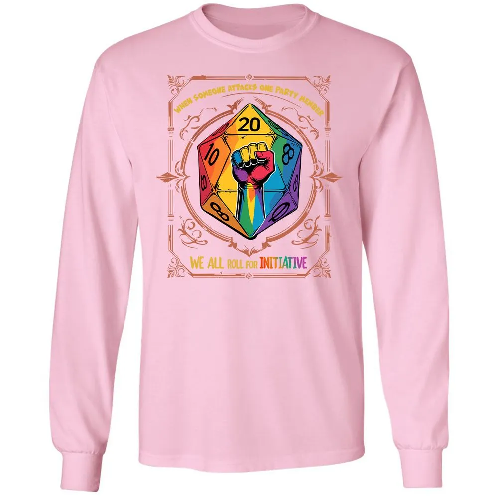 Roll For Initiative Long Sleeve T-Shirt - Light Pink - 3