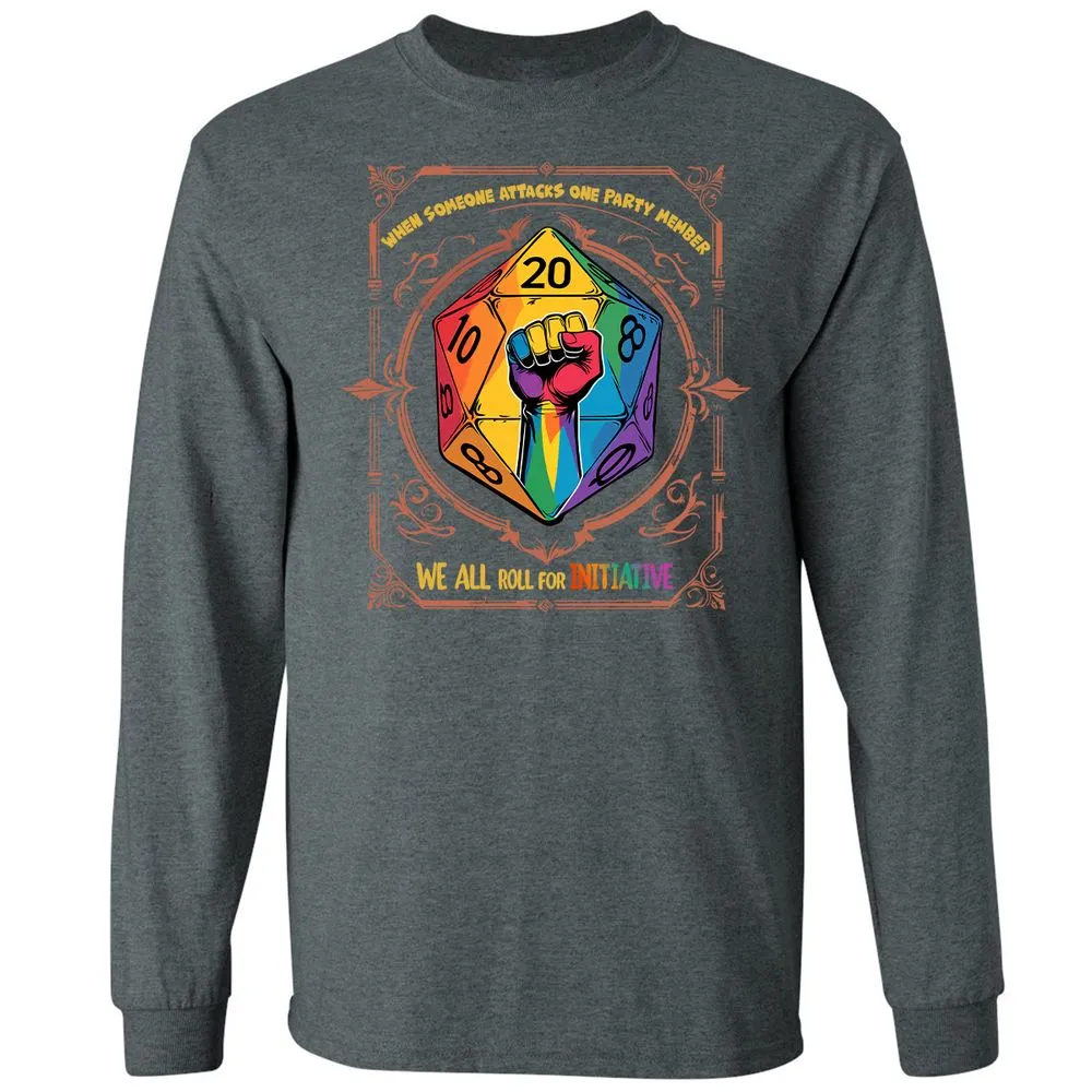 Roll For Initiative Long Sleeve T-Shirt - Dark Heather - 15
