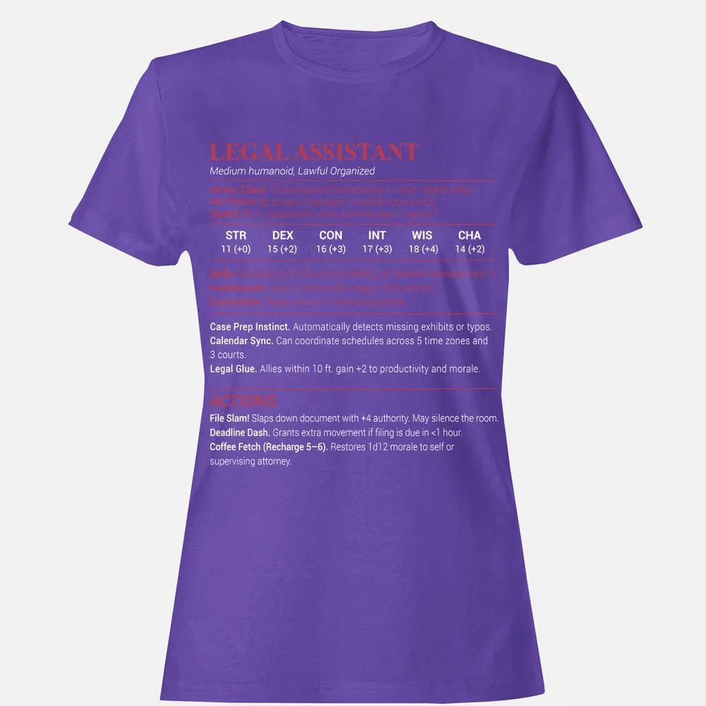 Legal Assistant Women's T-Shirt - Purple - 12