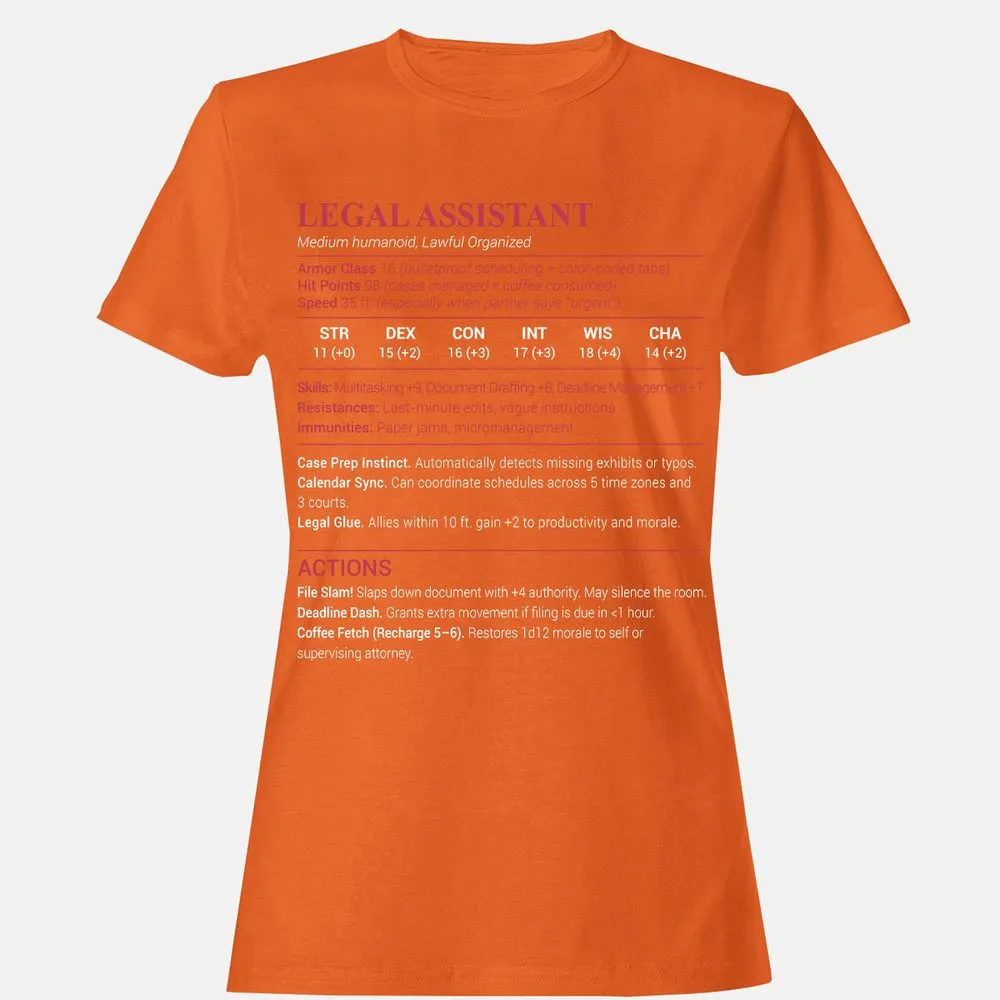 Legal Assistant Women's T-Shirt - Orange - 11