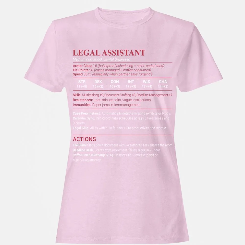 Legal Assistant Women's T-Shirt - Light Pink - 9