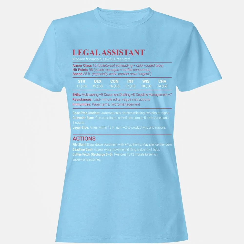 Legal Assistant Women's T-Shirt - Light Blue - 8