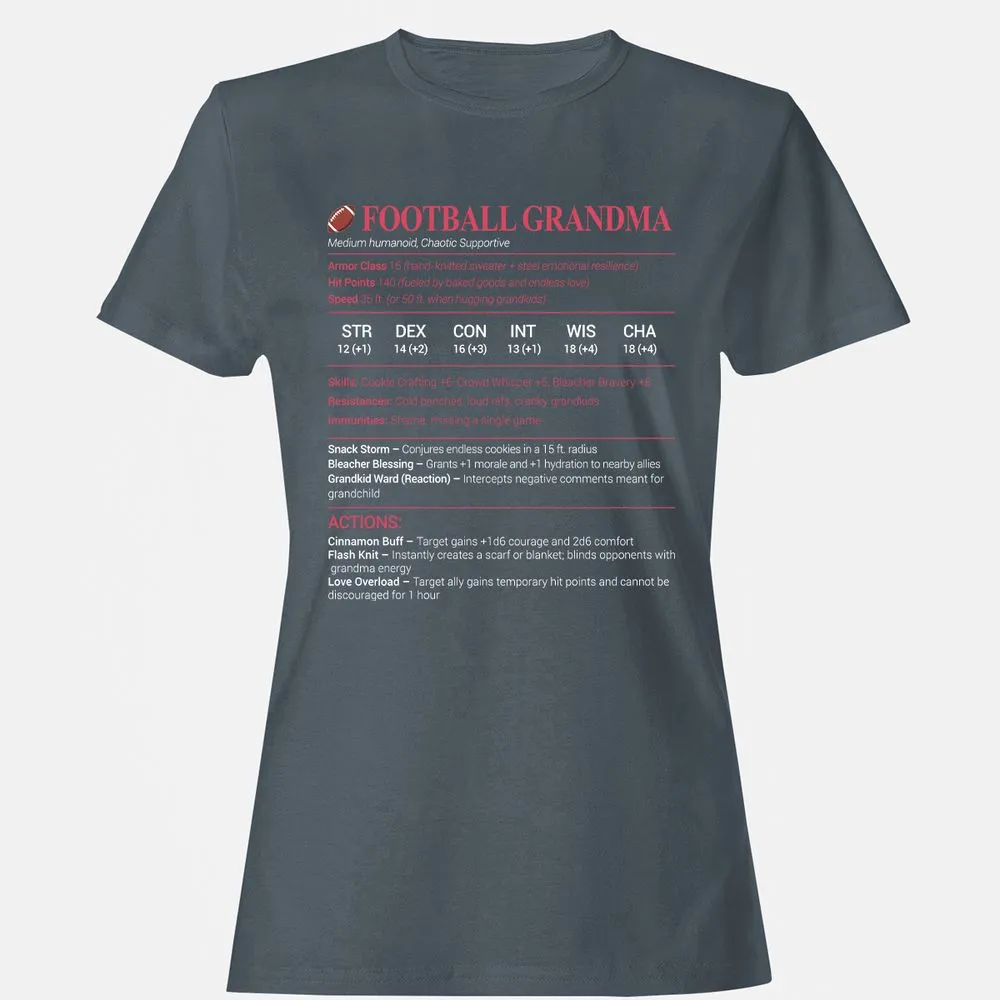Football Grandma Women's T-Shirt - Charcoal - 3