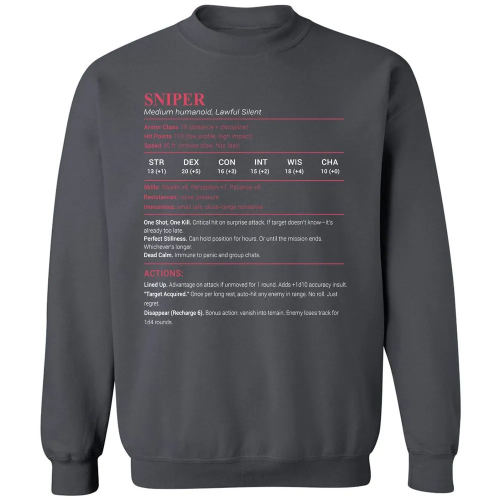 Sniper Stats Classic Unisex Sweatshirt - Charcoal - 7