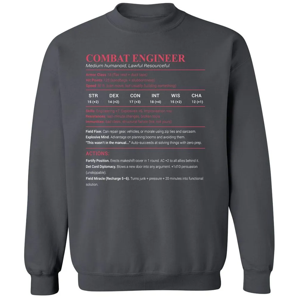 Combat Engineer Classic Unisex Sweatshirt - Charcoal - 7