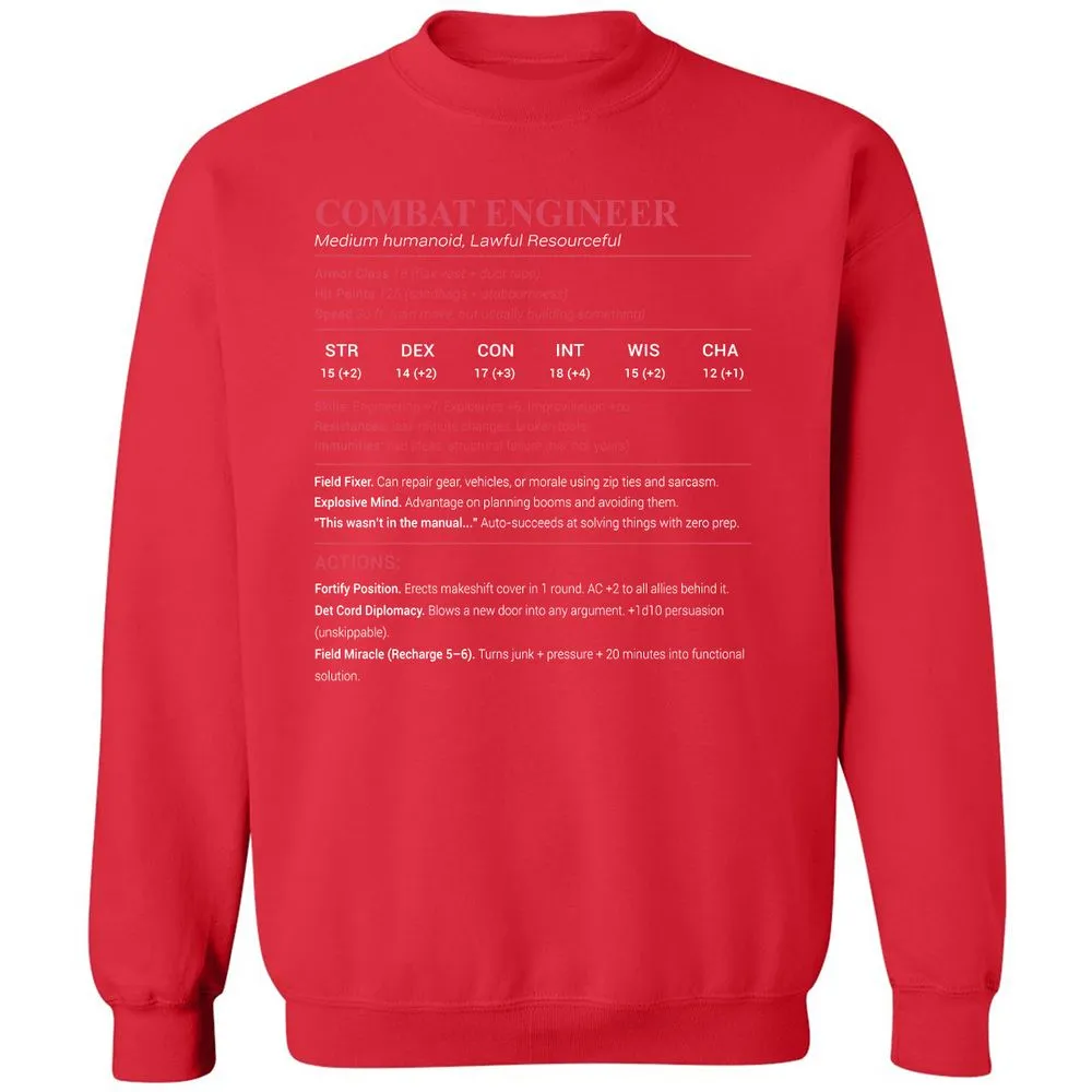 Combat Engineer Classic Unisex Sweatshirt - Red - 5