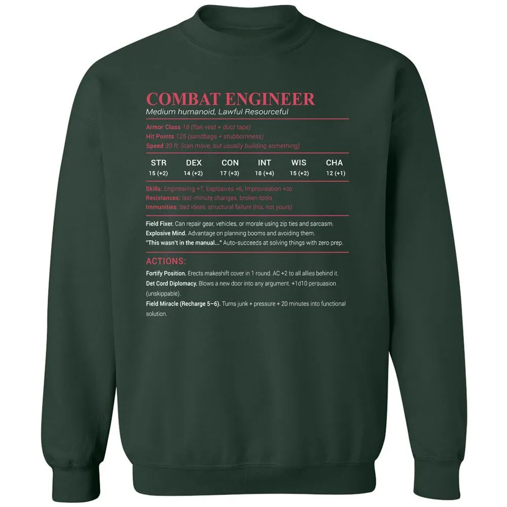Combat Engineer Classic Unisex Sweatshirt - Forest Green - 4