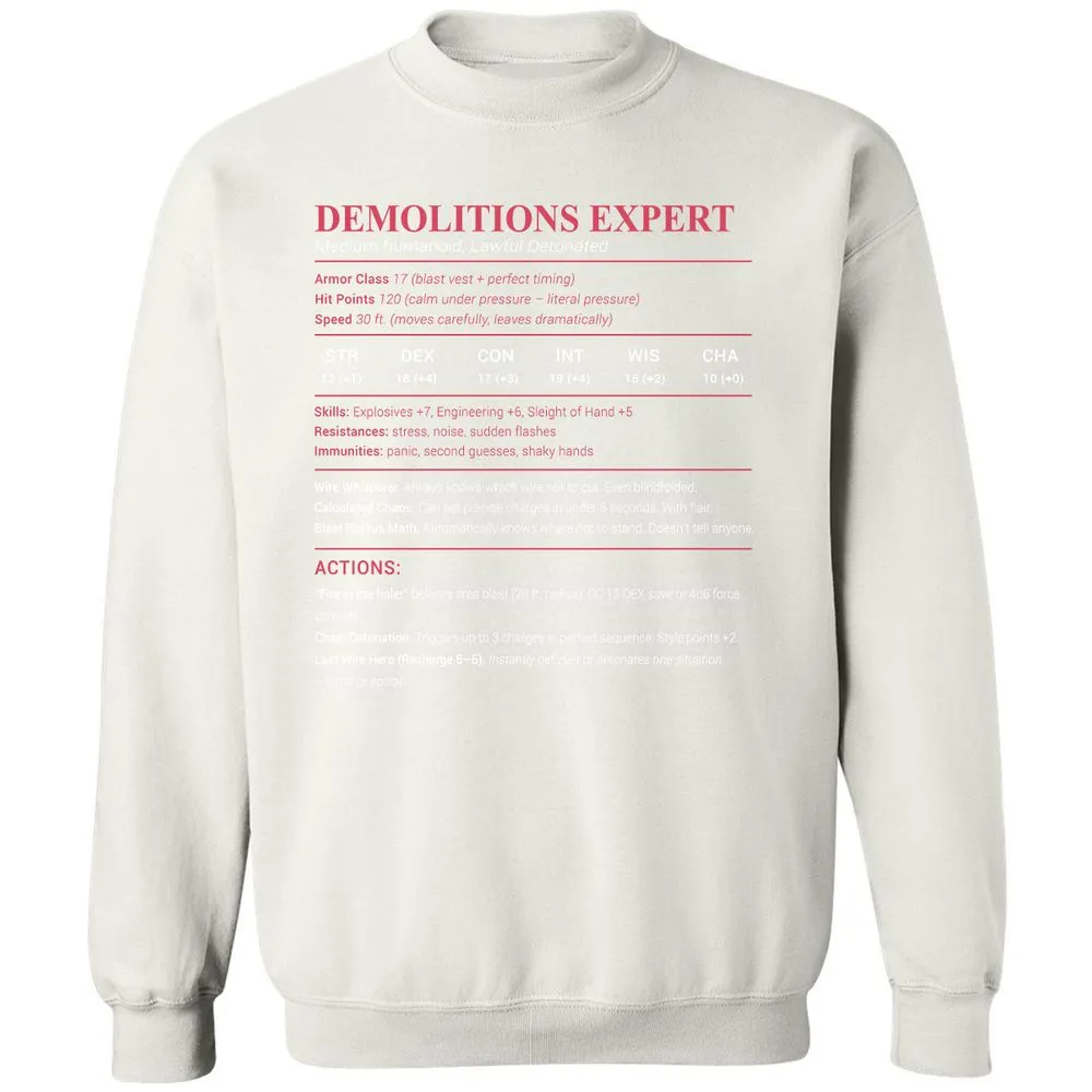 DEMOLITIONS EXPERT Classic Unisex Sweatshirt - White - 12