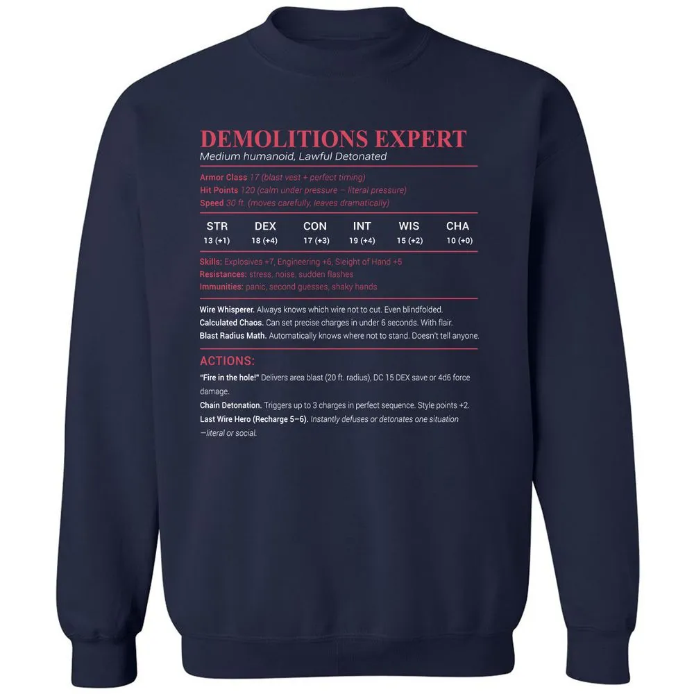 DEMOLITIONS EXPERT Classic Unisex Sweatshirt - Navy - 2