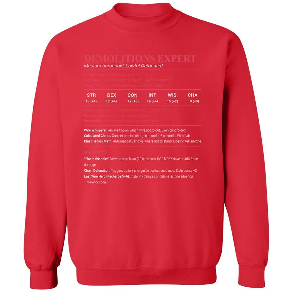 DEMOLITIONS EXPERT Classic Unisex Sweatshirt - Red - 5