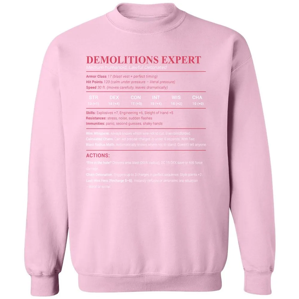 DEMOLITIONS EXPERT Classic Unisex Sweatshirt - Light Pink - 3