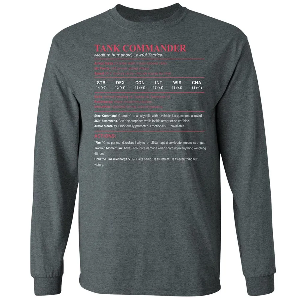Tank Commander Long Sleeve T-Shirt - Dark Heather - 15