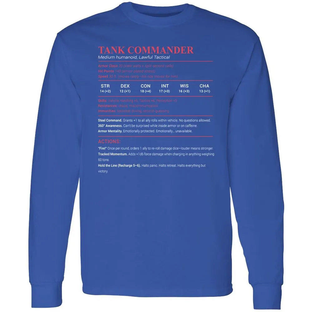 Tank Commander Long Sleeve T-Shirt - Royal - 8