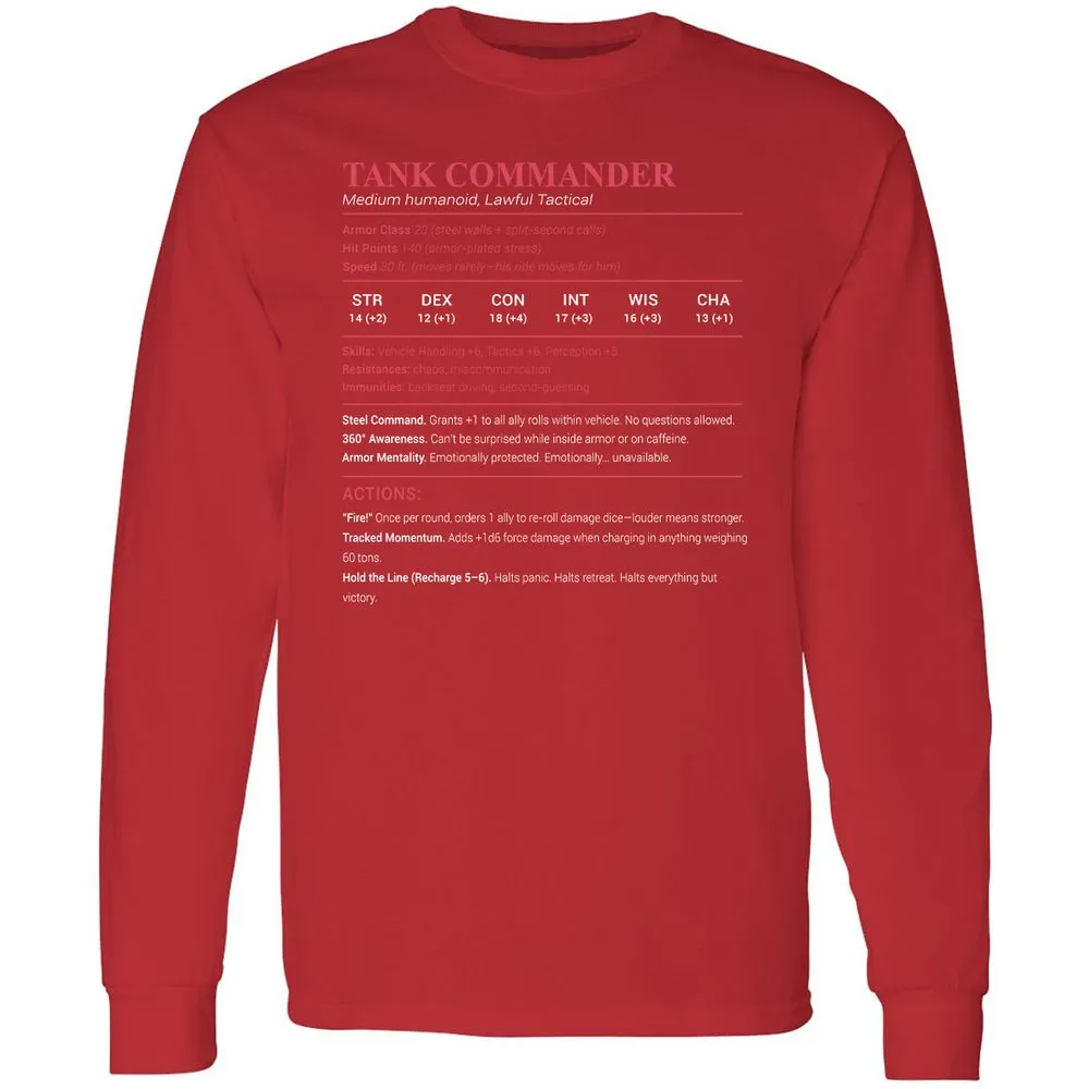 Tank Commander Long Sleeve T-Shirt - Red - 14