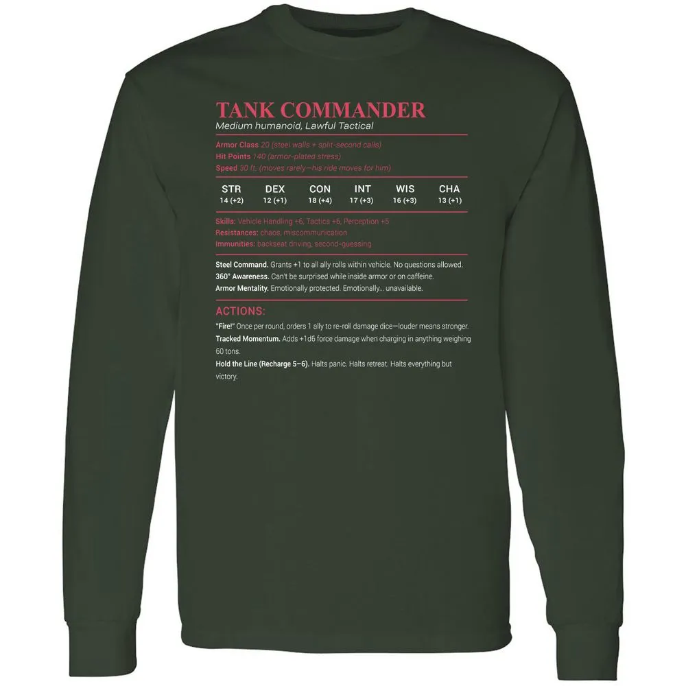 Tank Commander Long Sleeve T-Shirt - Forest Green - 4