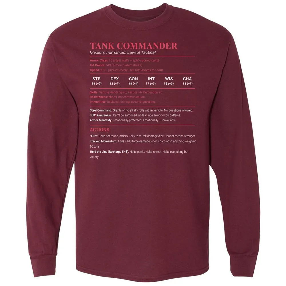 Tank Commander Long Sleeve T-Shirt - Maroon - 11