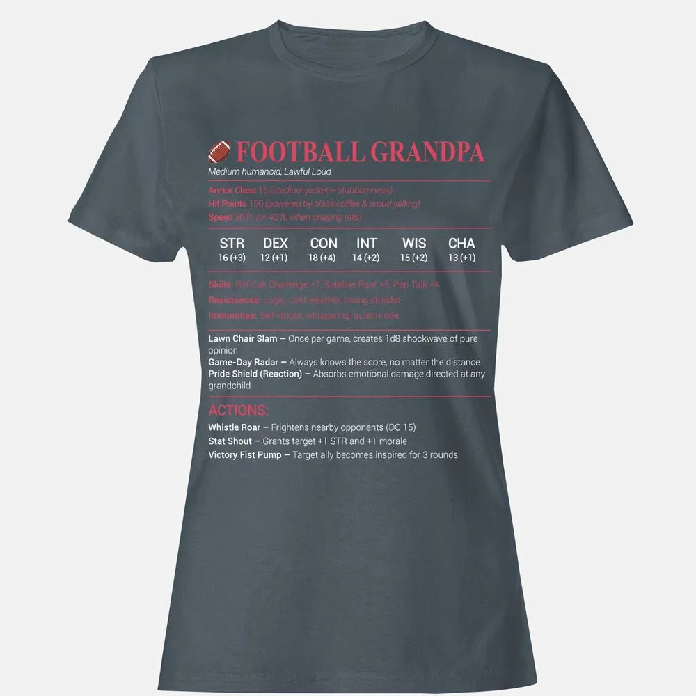 Football Grandpa Women's T-Shirt - Charcoal - 3
