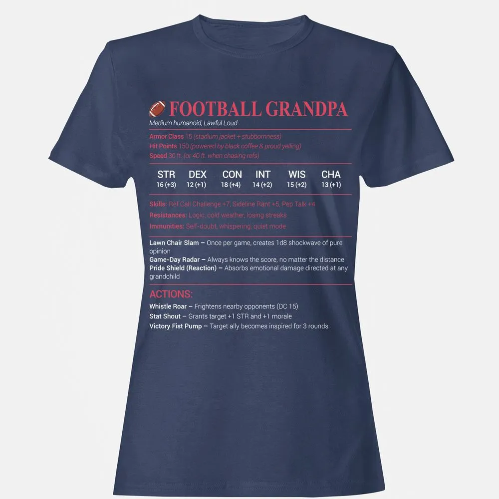 Football Grandpa Women's T-Shirt - Navy - 10
