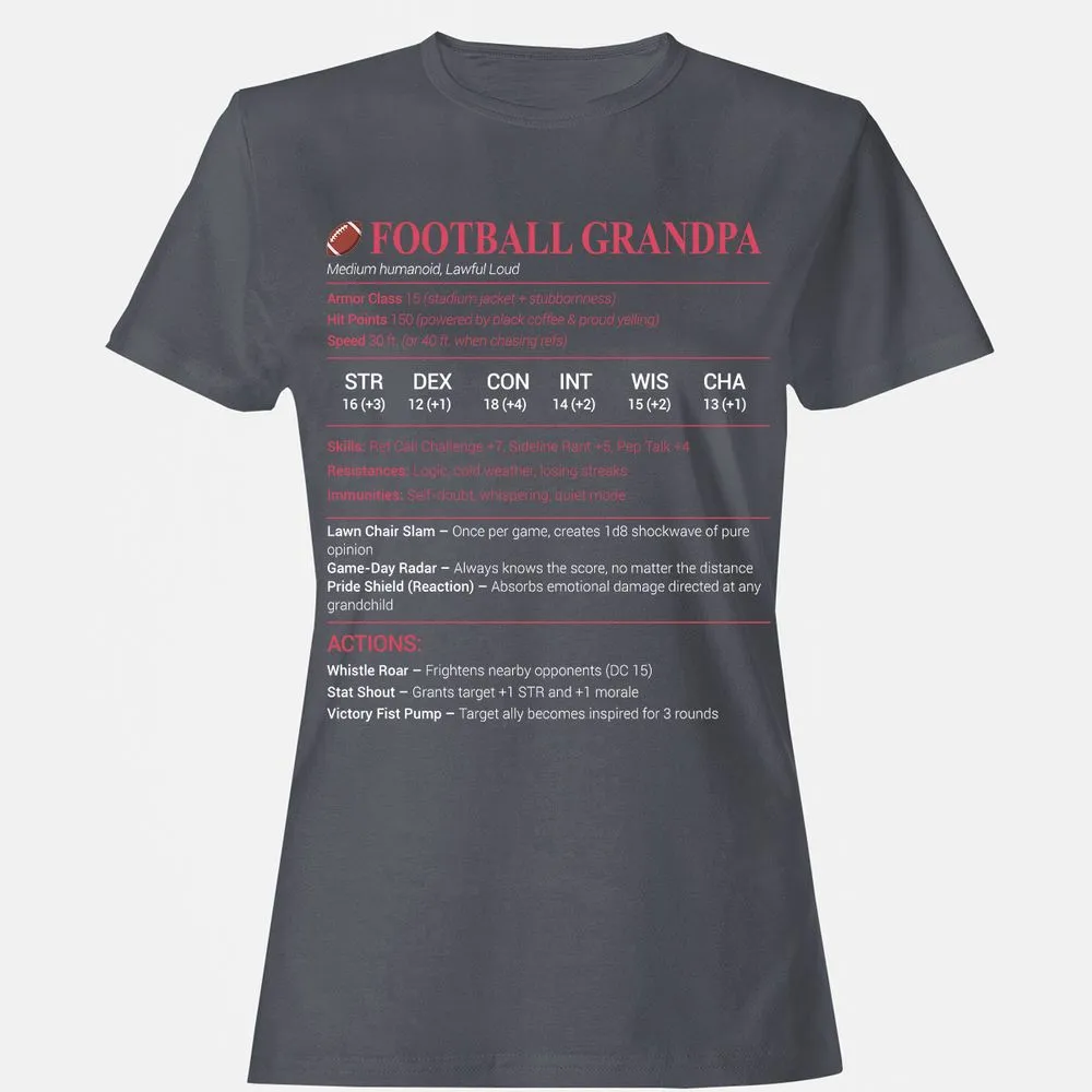 Football Grandpa Women's T-Shirt - Dark Heather - 5