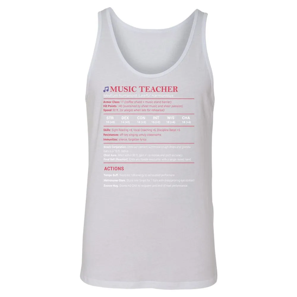 Music Teacher Unisex Jersey Tank - White - 14