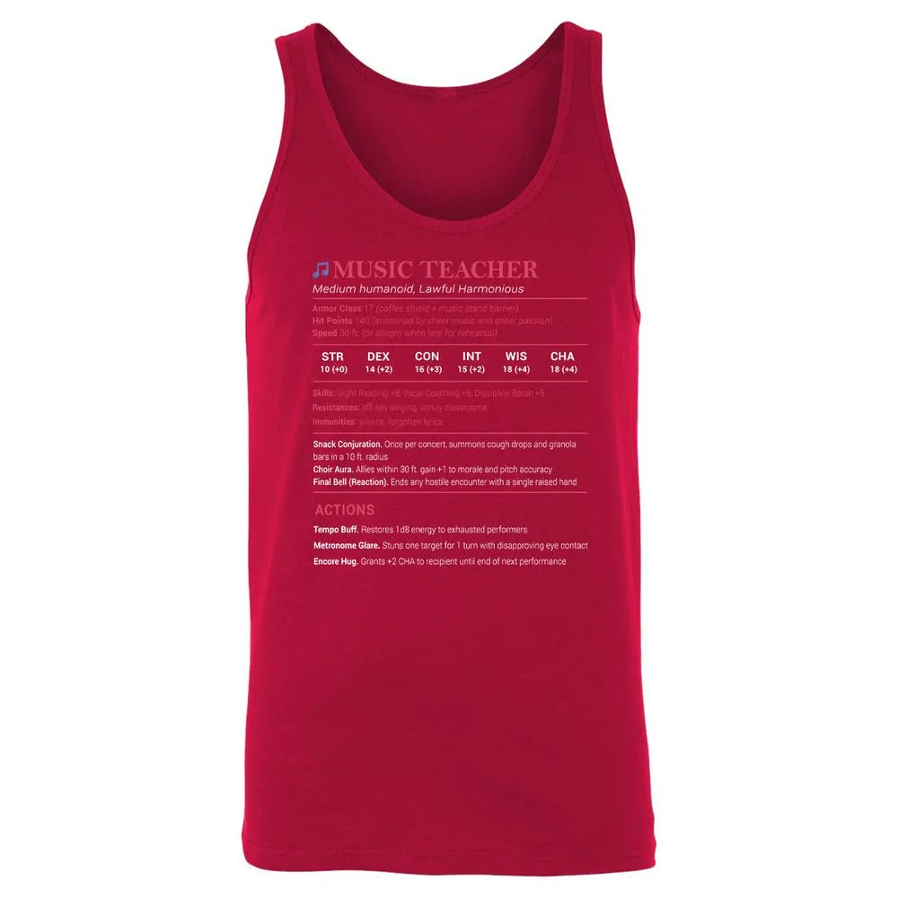 Music Teacher Unisex Jersey Tank - Red - 11