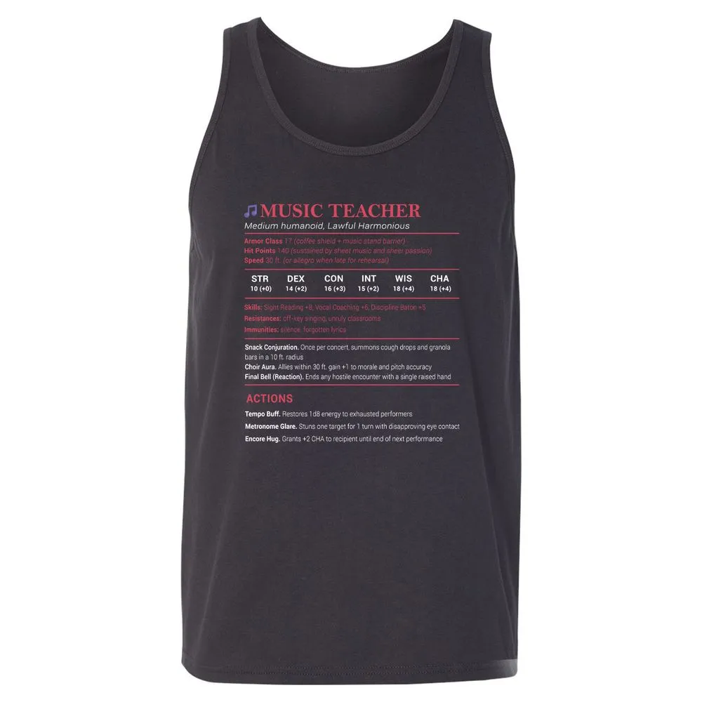 Music Teacher Unisex Jersey Tank - Dark Grey - 7