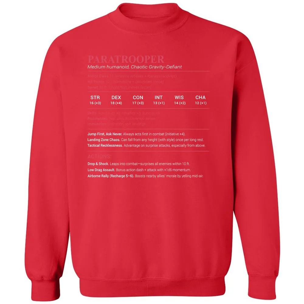 Paratrooper Stats Classic Unisex Sweatshirt - Red - 5