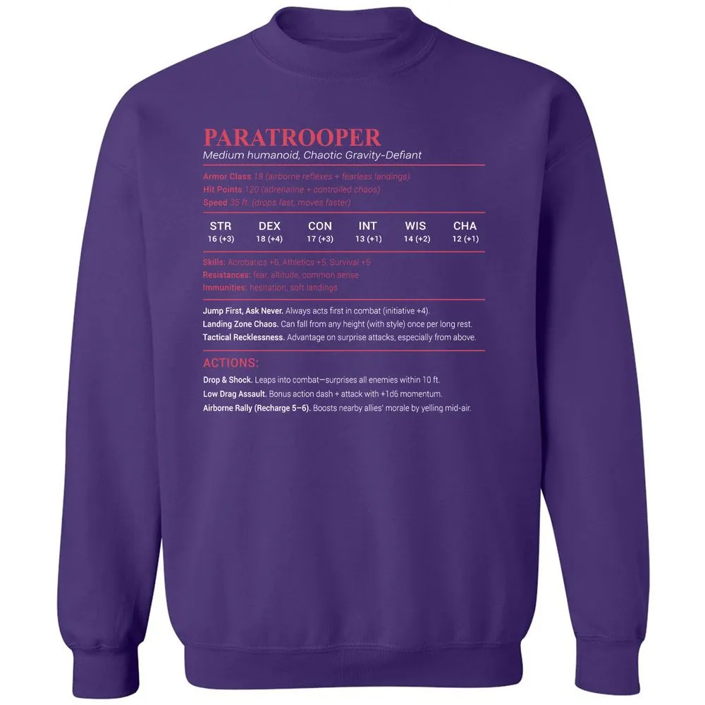 Paratrooper Stats Classic Unisex Sweatshirt - Purple - 6