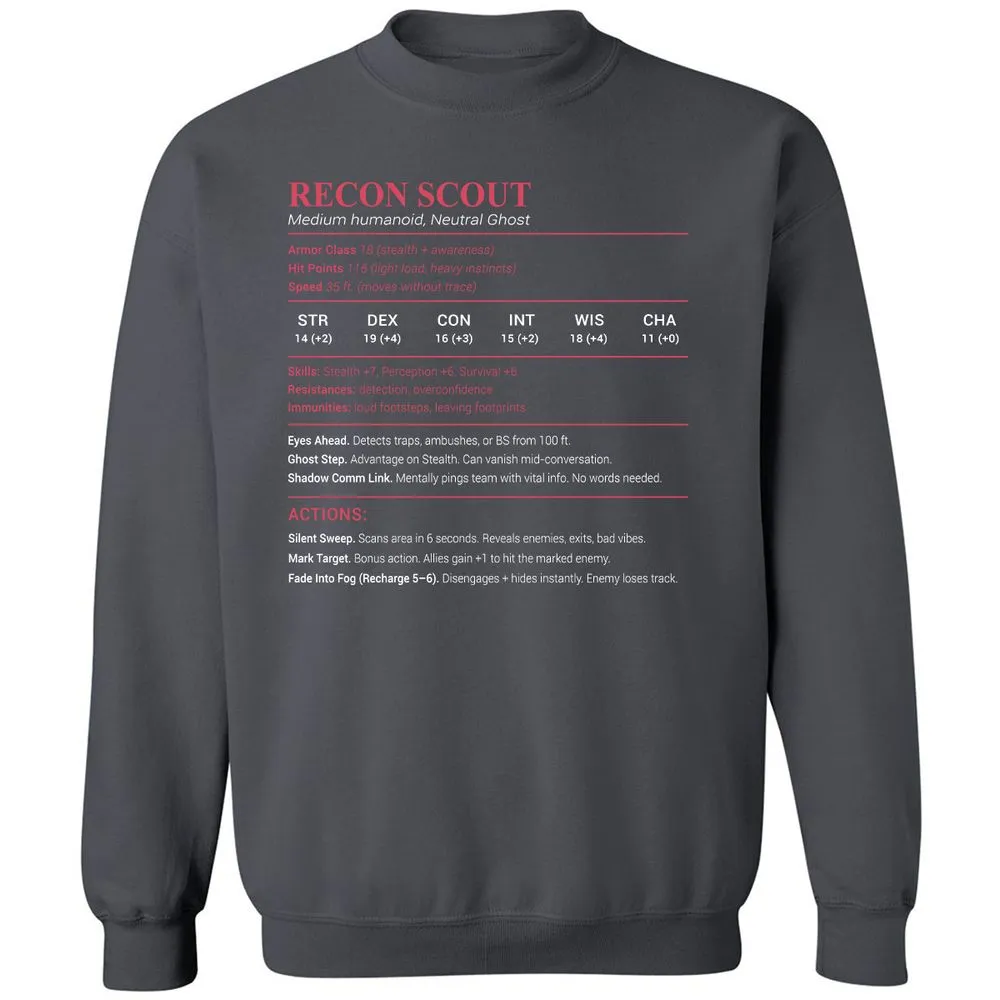 Recon Scout Classic Unisex Sweatshirt - Charcoal - 7