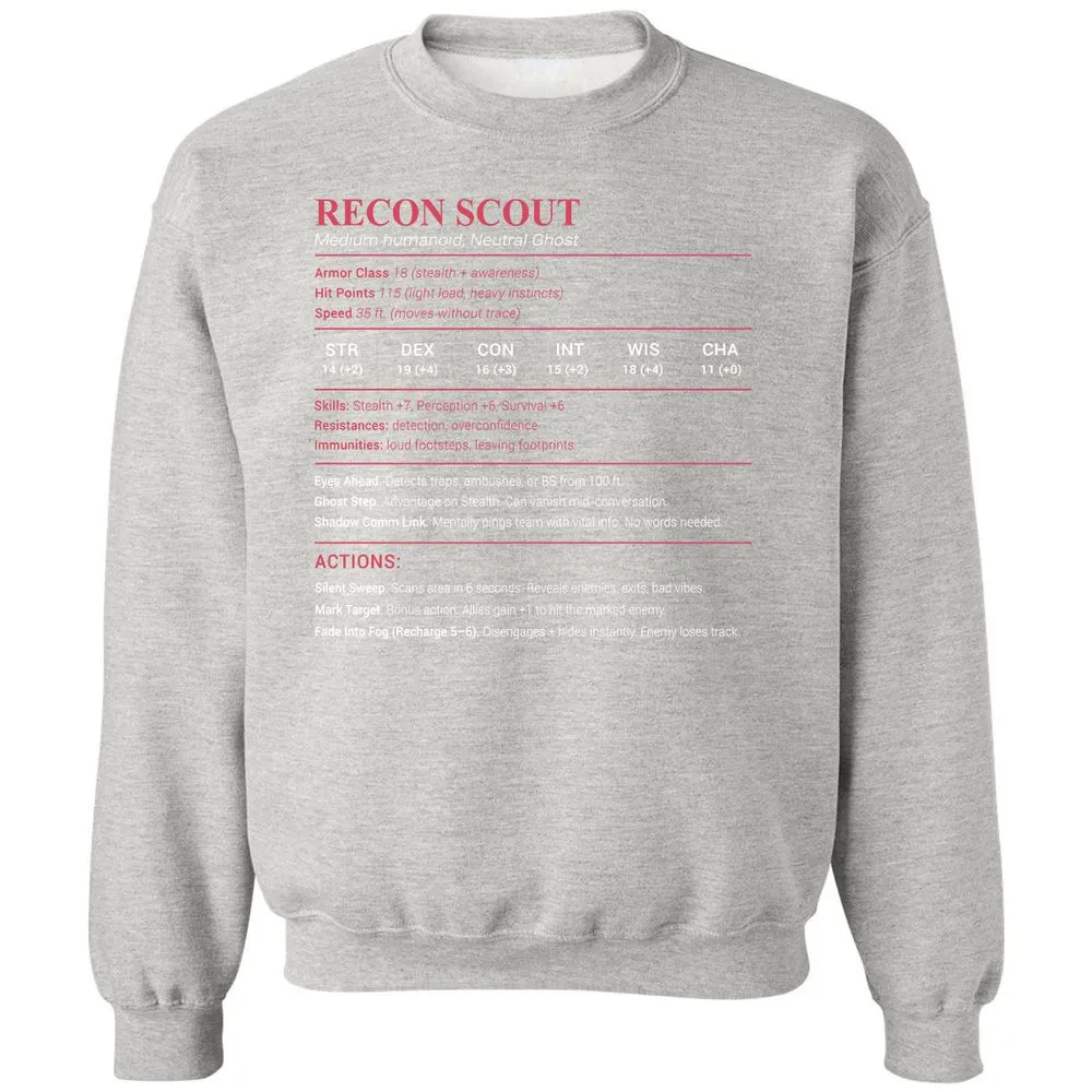 Recon Scout Classic Unisex Sweatshirt - Ash - 8