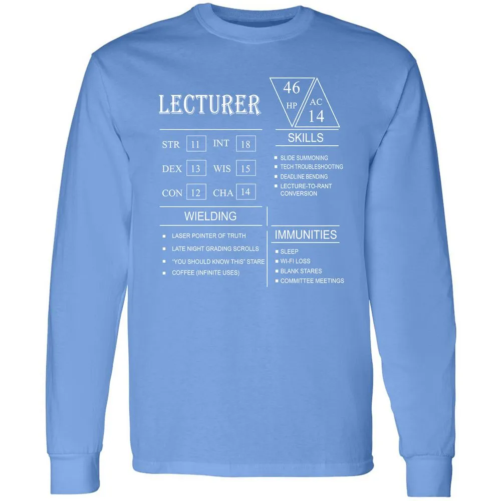 Lecturer New Long Sleeve T-Shirt - Carolina Blue - 12