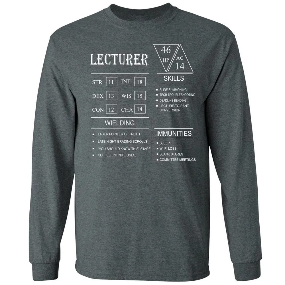 Lecturer New Long Sleeve T-Shirt - Dark Heather - 15