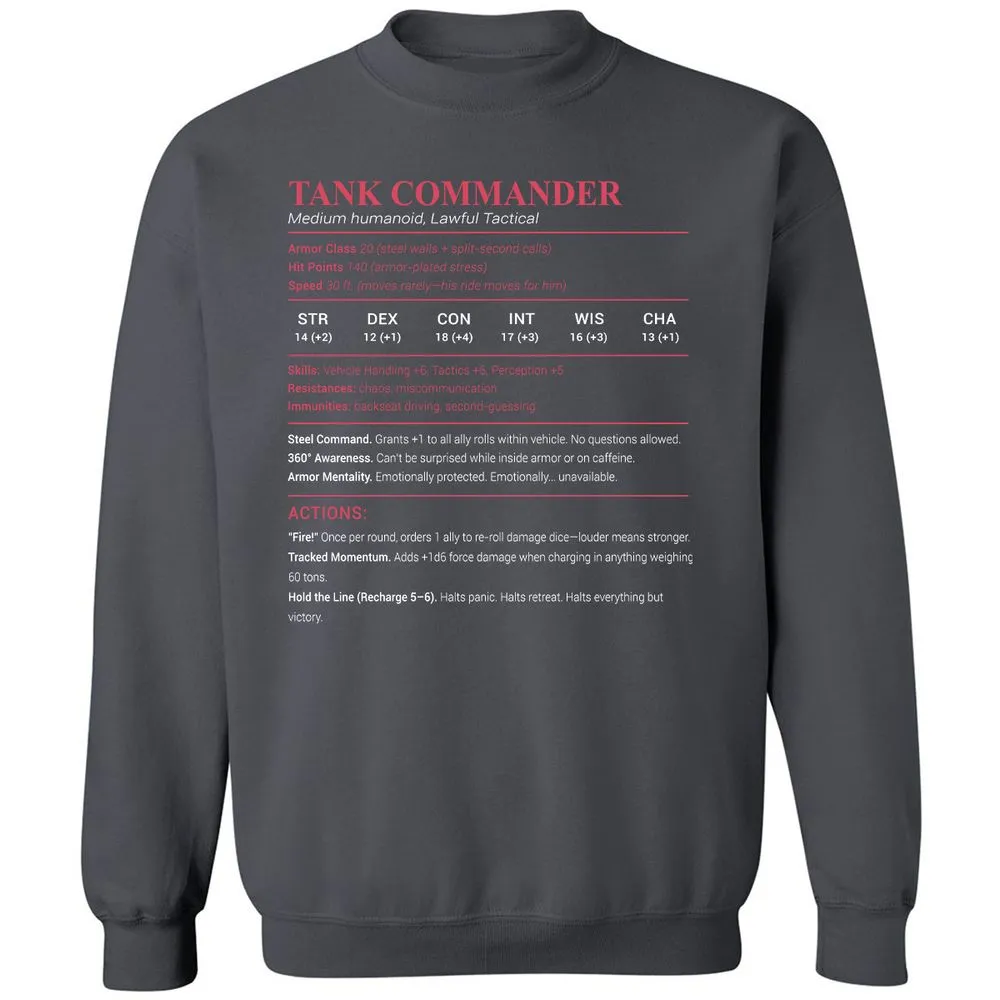 Tank Commander Classic Unisex Sweatshirt - Charcoal - 7