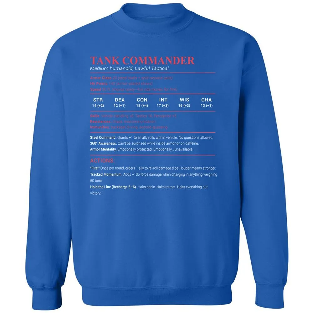 Tank Commander Classic Unisex Sweatshirt - Royal - 9