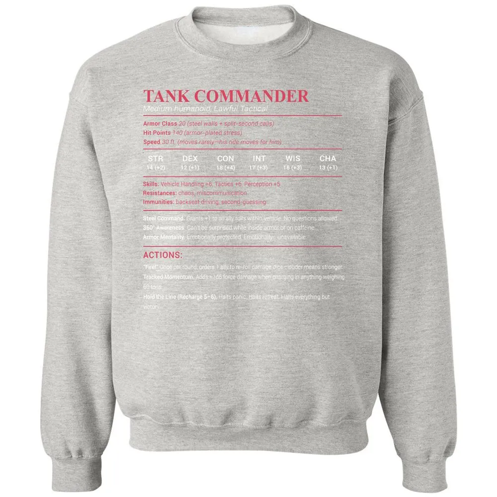 Tank Commander Classic Unisex Sweatshirt - Ash - 8
