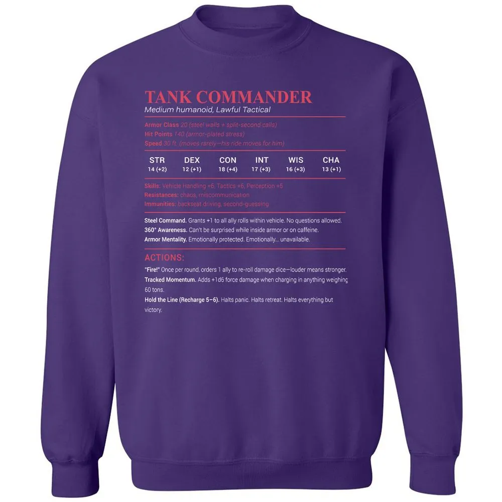 Tank Commander Classic Unisex Sweatshirt - Purple - 6