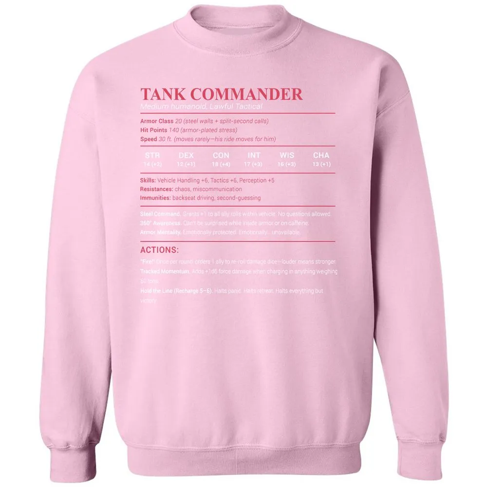 Tank Commander Classic Unisex Sweatshirt - Light Pink - 3