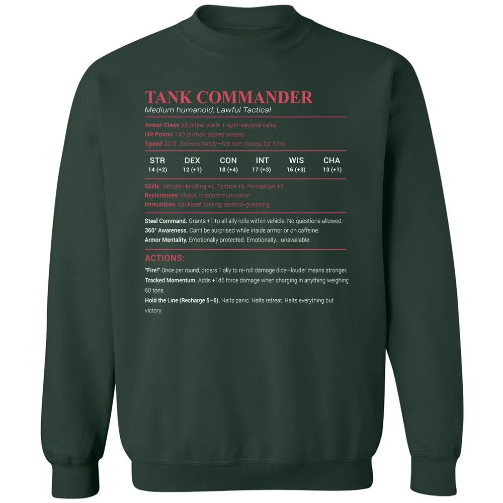 Tank Commander Classic Unisex Sweatshirt - Forest Green - 4