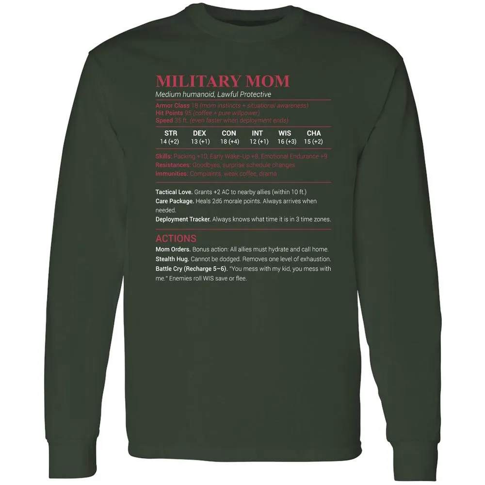 Military Mom Long Sleeve T-Shirt - Forest Green - 4