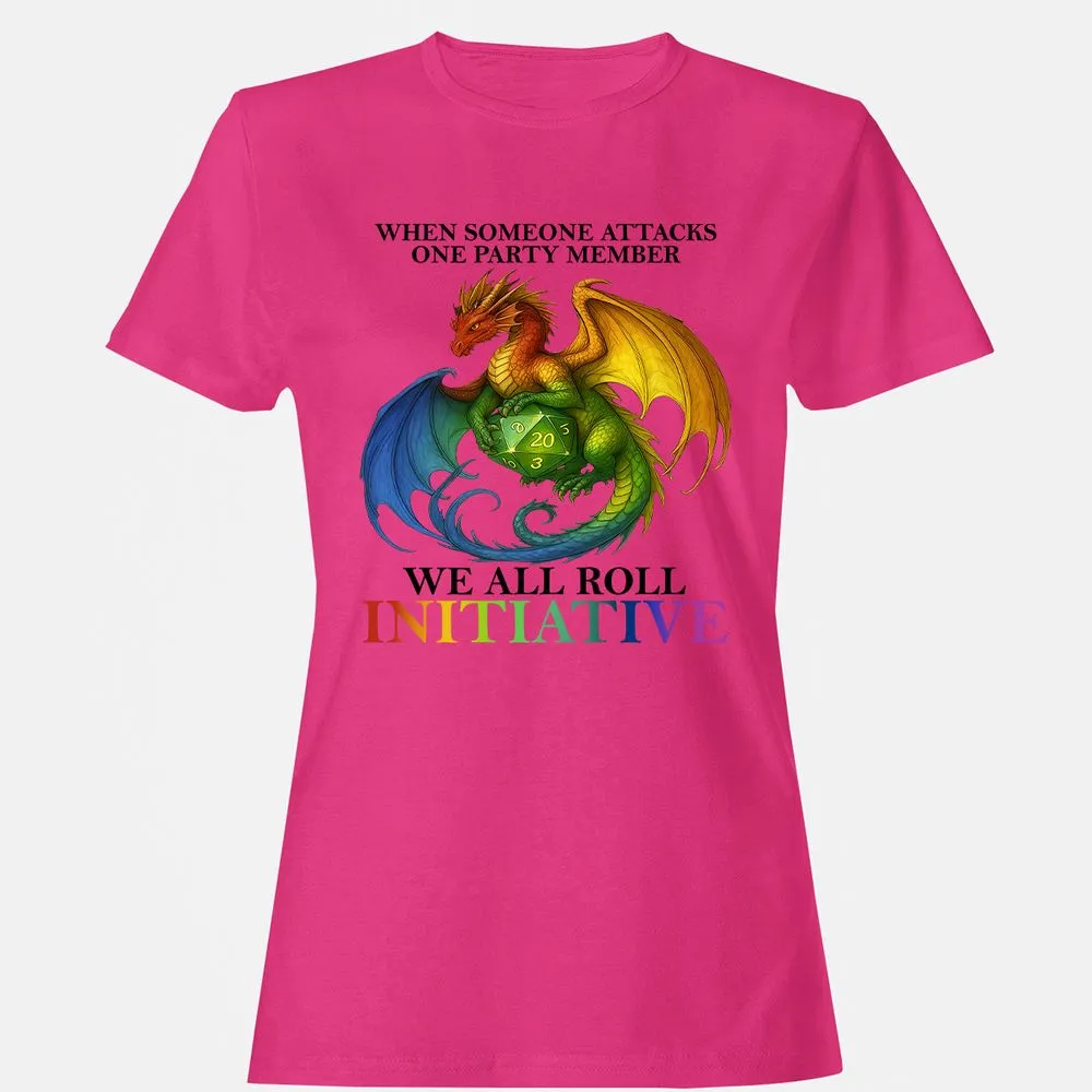 Dragon We All Roll For Initiative Women's T-Shirt - Heliconia - 6