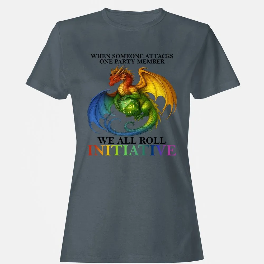 Dragon We All Roll For Initiative Women's T-Shirt - Charcoal - 3