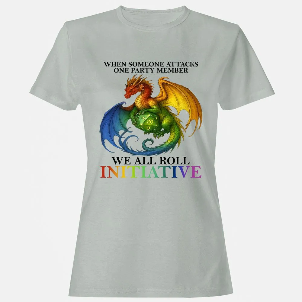 Dragon We All Roll For Initiative Women's T-Shirt - Ash - 2