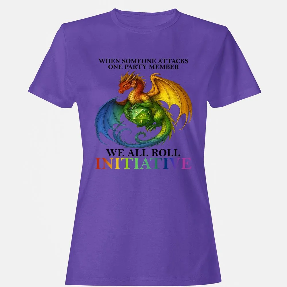 Dragon We All Roll For Initiative Women's T-Shirt - Purple - 12