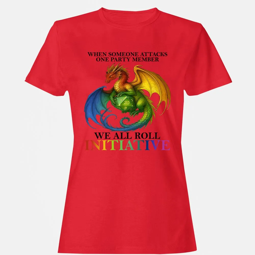 Dragon We All Roll For Initiative Women's T-Shirt - Red - 13