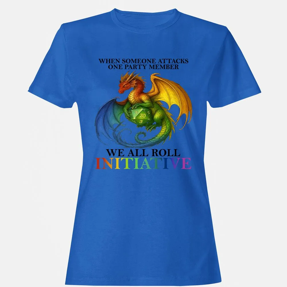 Dragon We All Roll For Initiative Women's T-Shirt - Royal - 14