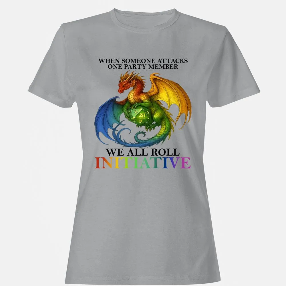 Dragon We All Roll For Initiative Women's T-Shirt - Sport Grey - 15